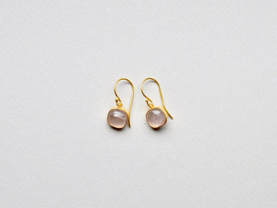 Square Dots: Rosenquarz Ohrhänger | vergoldet, rosévergoldet, silber - Mia&Martha by Katja Schmalen