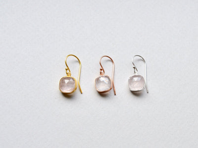 Square Dots: Rosenquarz Ohrhänger | vergoldet, rosévergoldet, silber - Mia&Martha by Katja Schmalen
