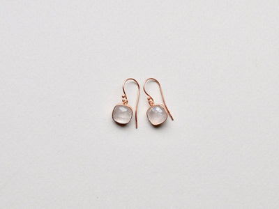 Square Dots: Rosenquarz Ohrhänger | vergoldet, rosévergoldet, silber - Mia&Martha by Katja Schmalen