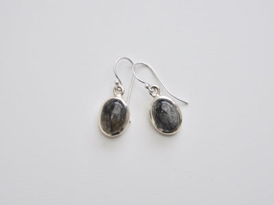Unikat: Statement Ohrringe Black Rutilquarz silber