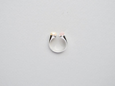 Unikat: Statement Ring mit Rosenquarz & Perle silber - Mia&Martha by Katja Schmalen