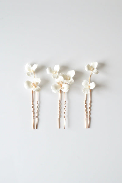 Violette: 3er Haarnadel Set | Farbe gold oder silber
