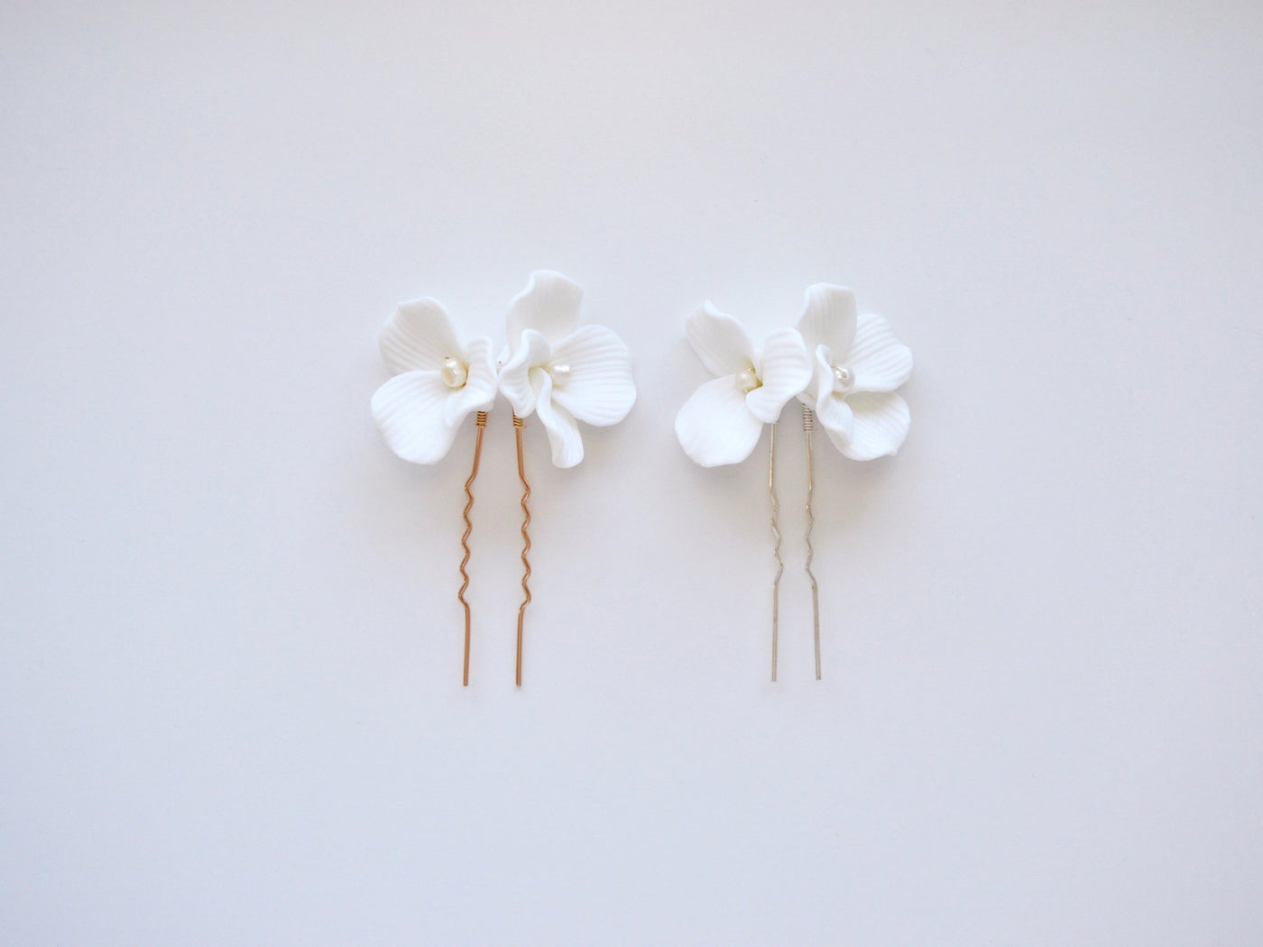Violette: Haarnadel mit 2 Blüten| Farbe gold oder silber