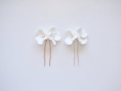 Violette: Haarnadel mit 2 Blüten| Farbe gold oder silber